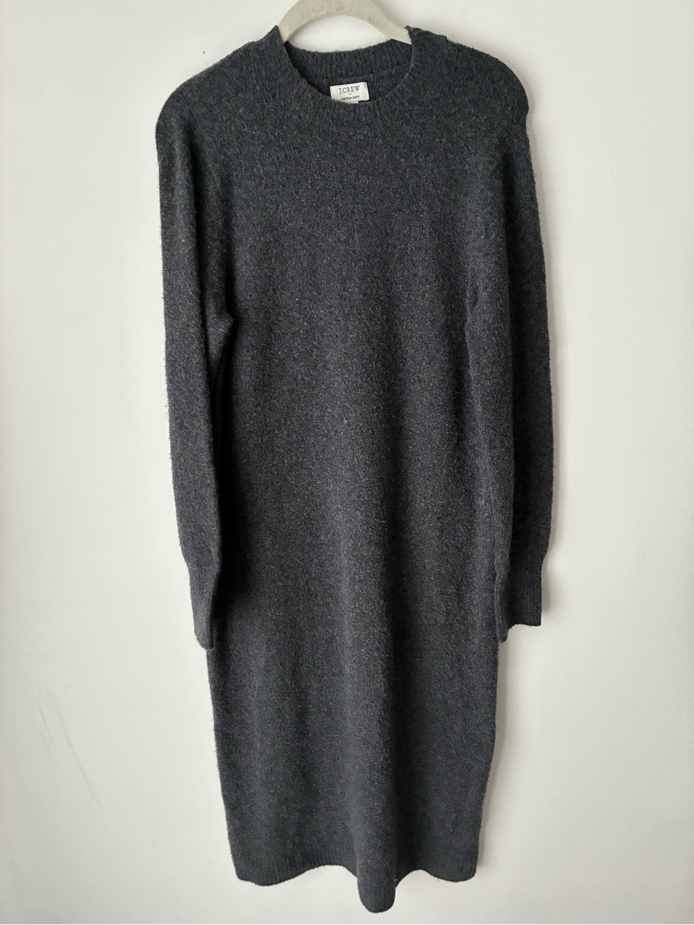 J.Crew Sweater Dress Women’s M Midi Extra-Soft Yarn Charcoal Gray Wool Blend